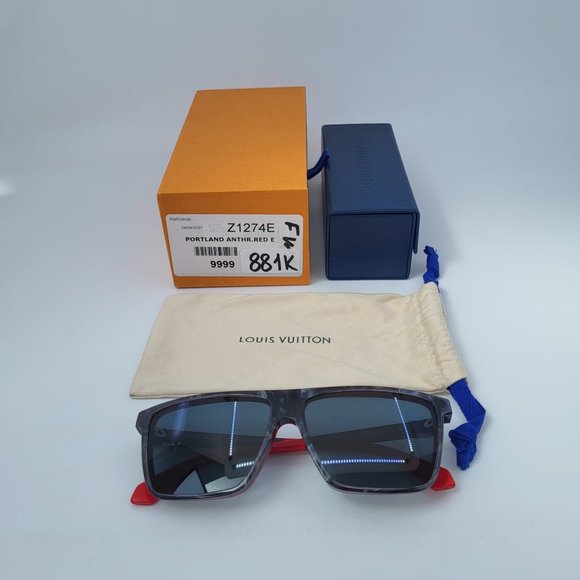 New Authentic Louis Vuitton Portland Anthracite Red E Sunglasses - Picture 13 of 13